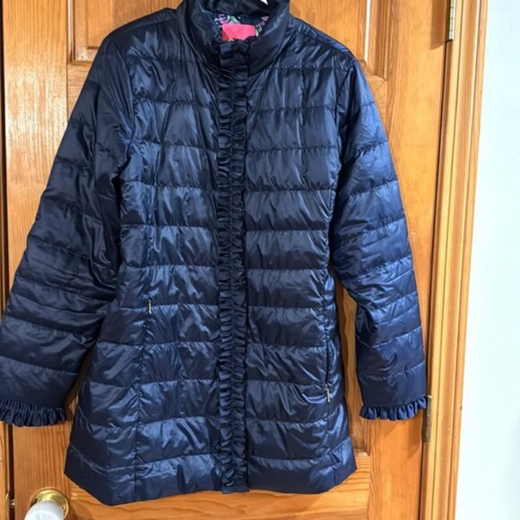 Lilly Pulitzer beautiful size 12 navy blue puffer jacket - Picture 12 of 14